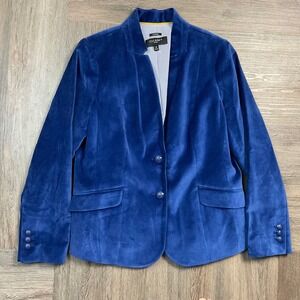 Talbots Aberdeen Velvet Blazer Womens 8P Cobalt Blue Classic Preppy Holiday Chic